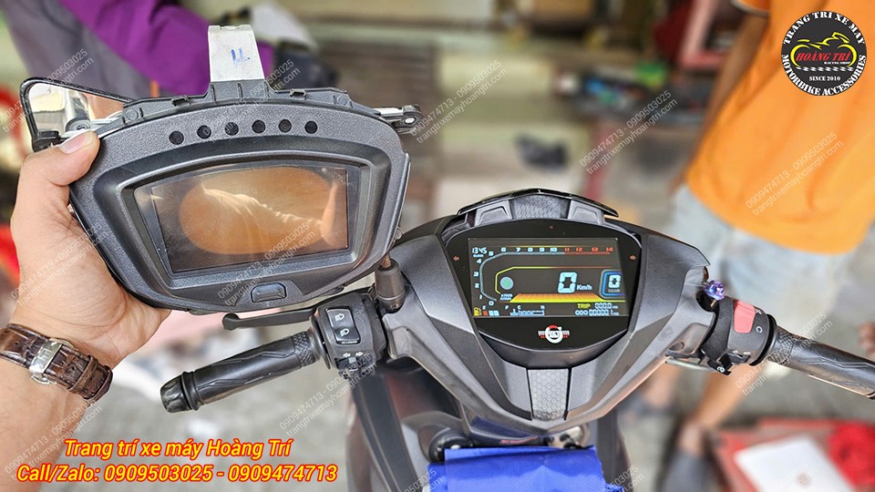 So sánh cụm đồng hồ zin Exciter 2019 và đồng hồ LCD V2 sau khi hoàn thiện lắp đặt