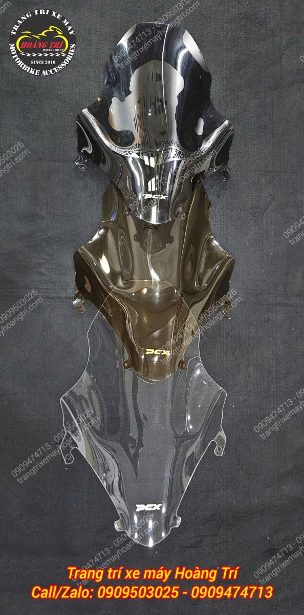Bộ kính chắn gió HTR dành cho PCX 2018 gồm ba phiên bản màu khác nhau