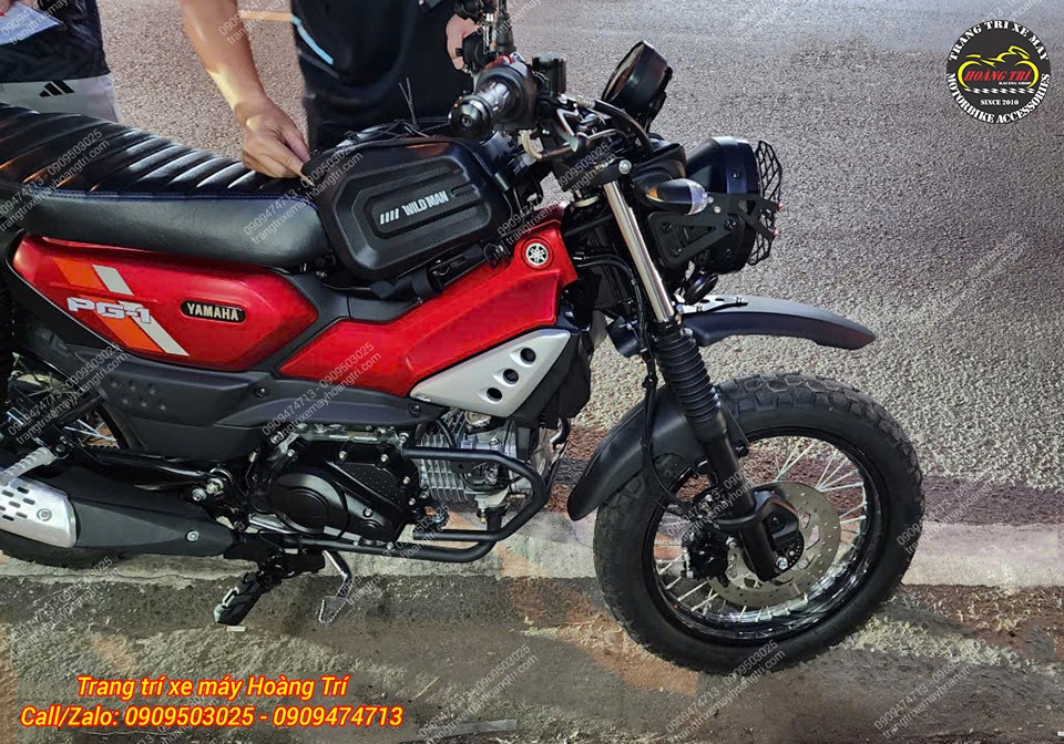 Tổng thể dàn chân trước PG-1 sau khi nâng cấp dè trước cào cào tạo nên form dáng mạnh mẽ hơn cho xe