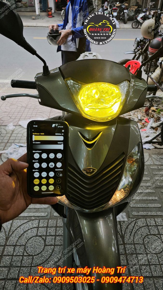 Ánh sáng vàng LED R14 H4 bật buổi tối, tăng khả năng quan sát, hạn chế mỏi mắt khi chạy xa