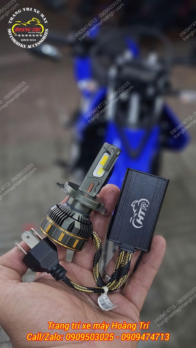 Bóng LED R14 H4 chuẩn bị lắp WR155, thiết kế nhỏ gọn, tản nhiệt tốt
