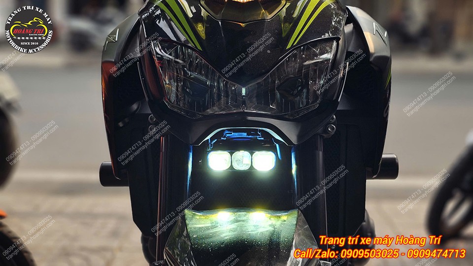 Trực diện Kawasaki Z900 trang bị đèn trợ sáng Extra 3, tăng nhận diện và an toàn hơn khi đi đường tối