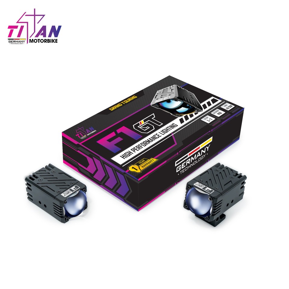 Bộ đèn trợ sáng mini F1 GT Titan Moto thiết kế nhỏ gọn, hoàn thiện sắc nét, đóng hộp xịn sò