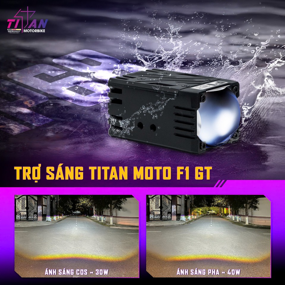 Đèn trợ sáng mini F1 GT Titan Moto cho ánh sáng ổn định, hỗ trợ lái xe an toàn ban đêm
