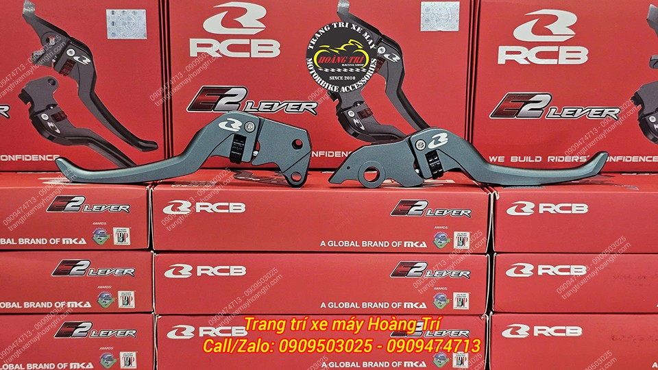 Tay thắng Racing Boy E2 màu xám titan, thiết kế thể thao, lắp đặt chuẩn zin cho Airblade Vision Vario