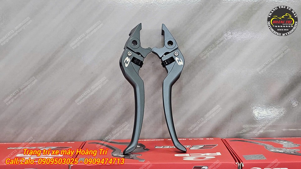 Tay thắng Racing Boy E2 màu xám cho xe SH, thiết kế thể thao, hỗ trợ phanh thắng êm tay