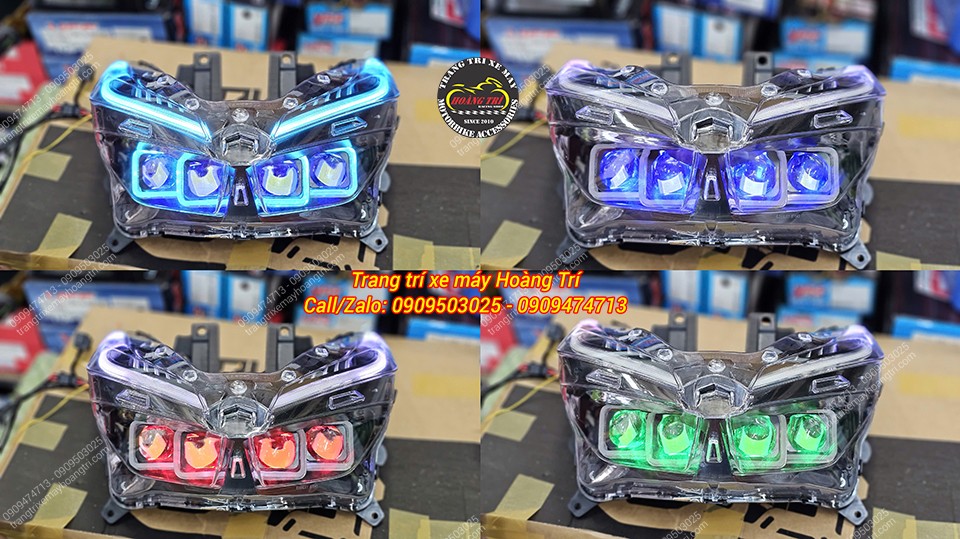 Nguyên cụm đèn đúc khuôn Vario trang bị 4 bi cầu 1.5 inch, có thể thay đổi màu sắc tăng trải nghiệm
