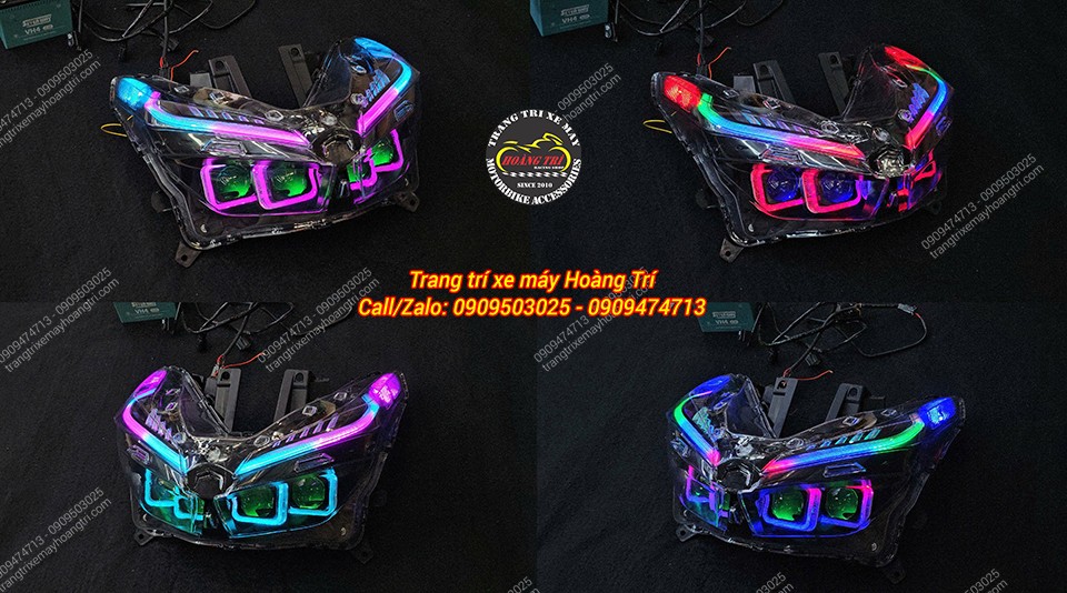 So sánh các chế độ màu LED Audi i8 Pro trên cụm đèn bi cầu đúc khuôn Vario