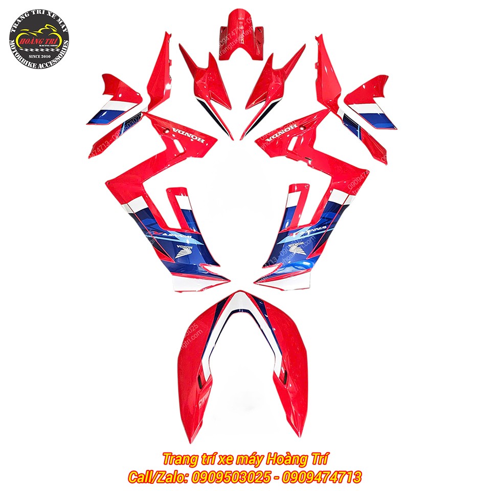 Trọn bộ dàn áo màu Winner R phiên bản màu đỏ xanh HRC thể thao cá tính