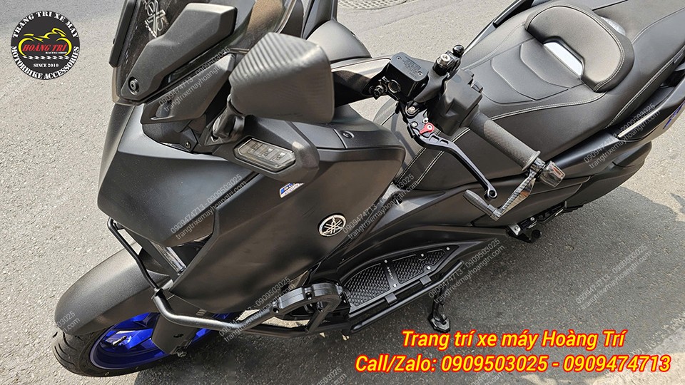 Tổng thể cùm tay lái bên trái XMAX 300 với lắp tay thắng GTR sắc xảo