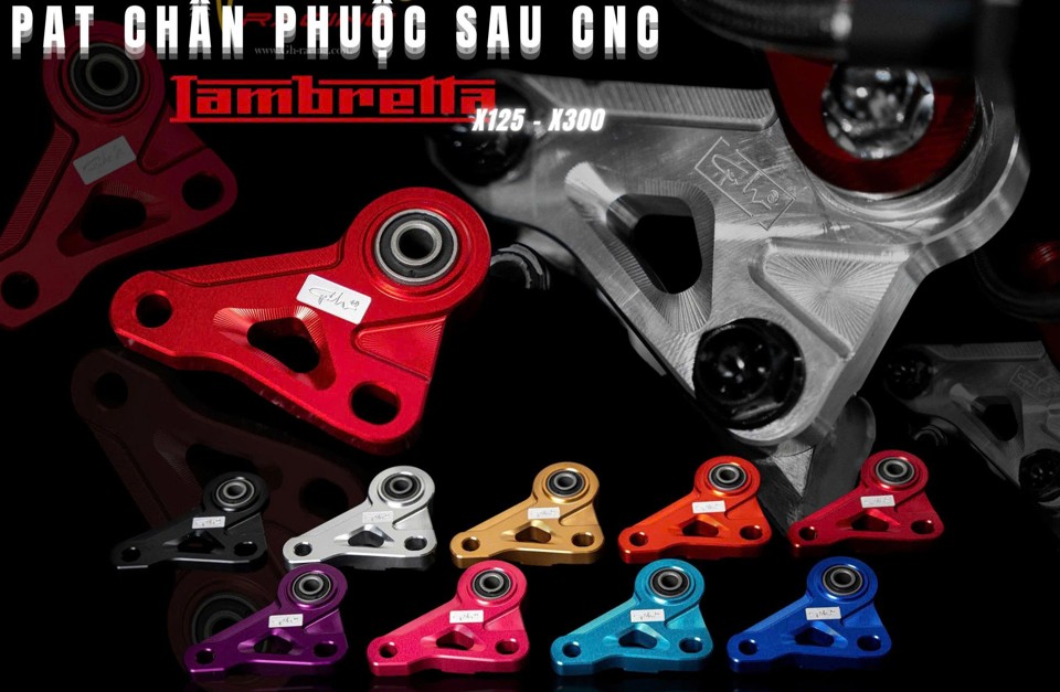 Món phụ kiện trang trí xe Lambretta đáng tham khảo - Pát chân phuộc sau CNC Lambretta