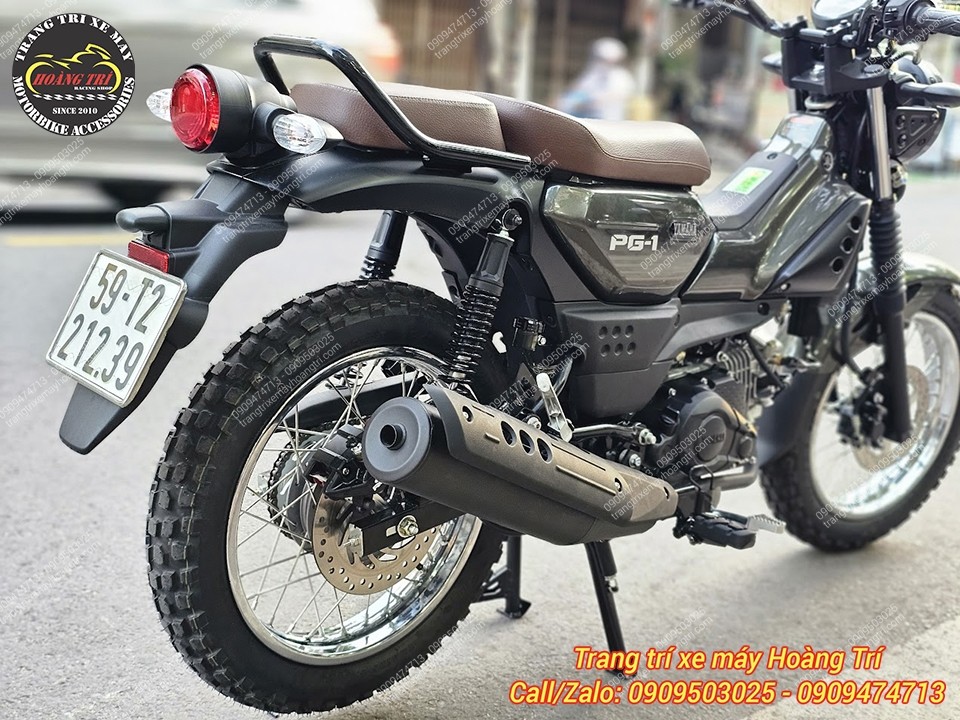 Chi tiết bánh sau PG-1 sau khi độ thắng đĩa, đĩa lớn, heo dầu lắp gọn gàng chắc chắn