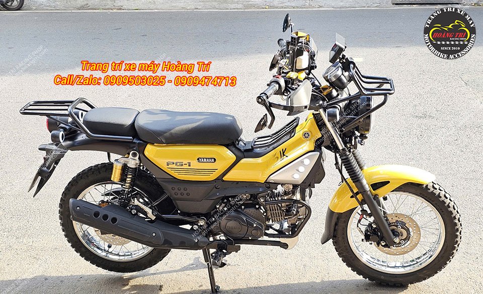 Yamaha PG-1 bản độ hoàn thiện thắng đĩa sau, phối màu vàng nổi bật, dáng xe gọn gàng cá tính