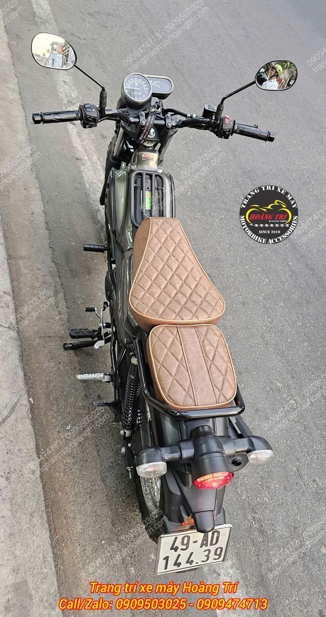 Yên độ PG-1 mẫu YPG-05 V2 với màu nâu sang trọng, yên phân tách trước sau rõ rệt