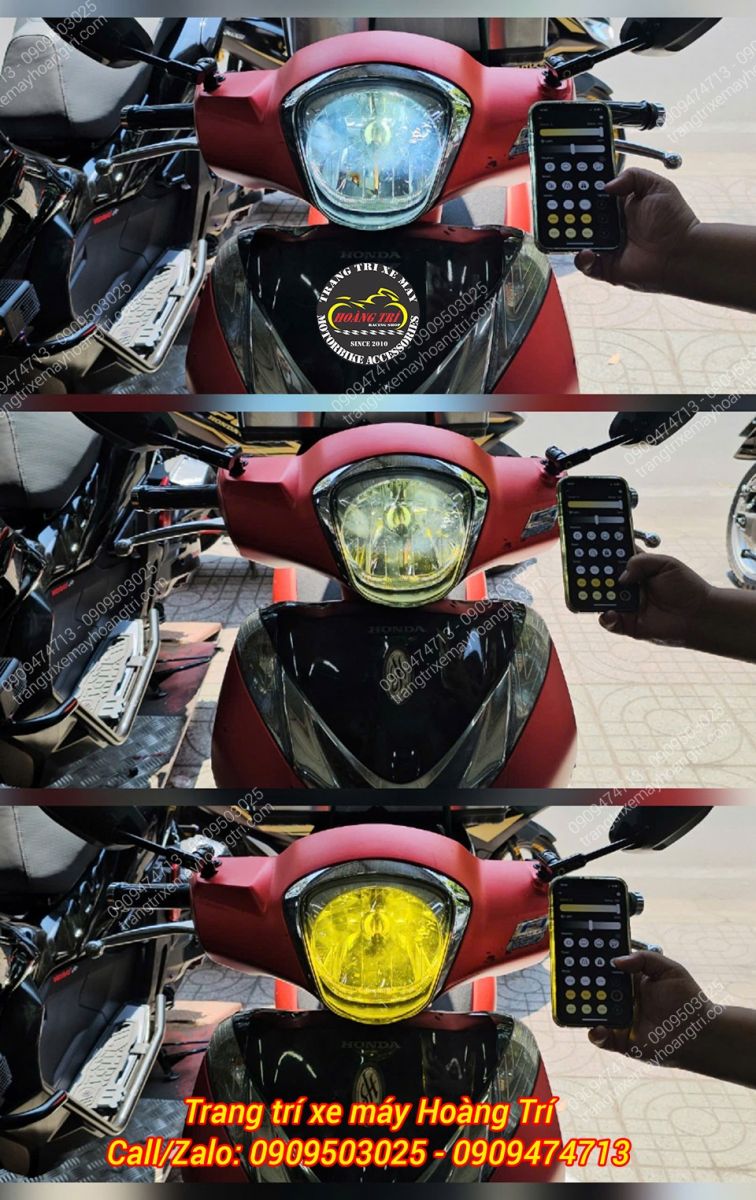 Bóng đèn pha Led R14 lắp cho xe Sh Mode sử dụng app điều chỉnh