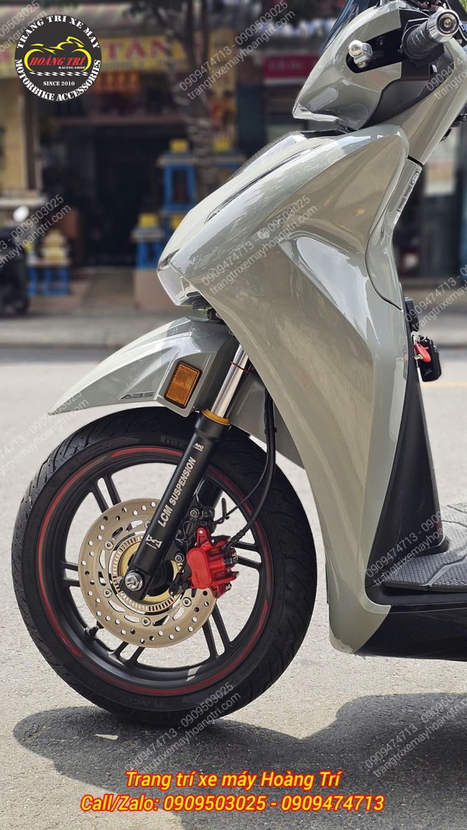 SH 350 lắp phuộc trước LCM thay thế phuộc zin của xe