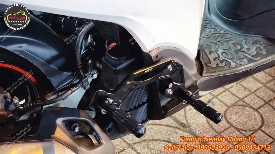 Cận cảnh gác chân phụ HTR cho SH Ý, pát nhôm CNC chắc chắn và thẩm mỹ