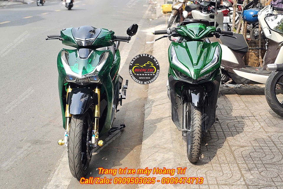 Màu xanh đặc trưng của Sh Vetro giúp cho xe càng nổi bật khi dạo phố