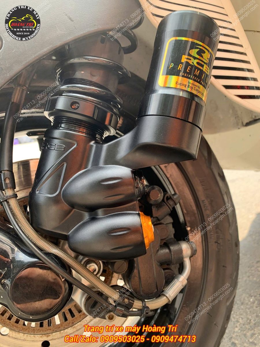 Cận cảnh phuộc Racing Boy VR ti vàng, thiết kế chắc chắn, núm chỉnh tiện lợi