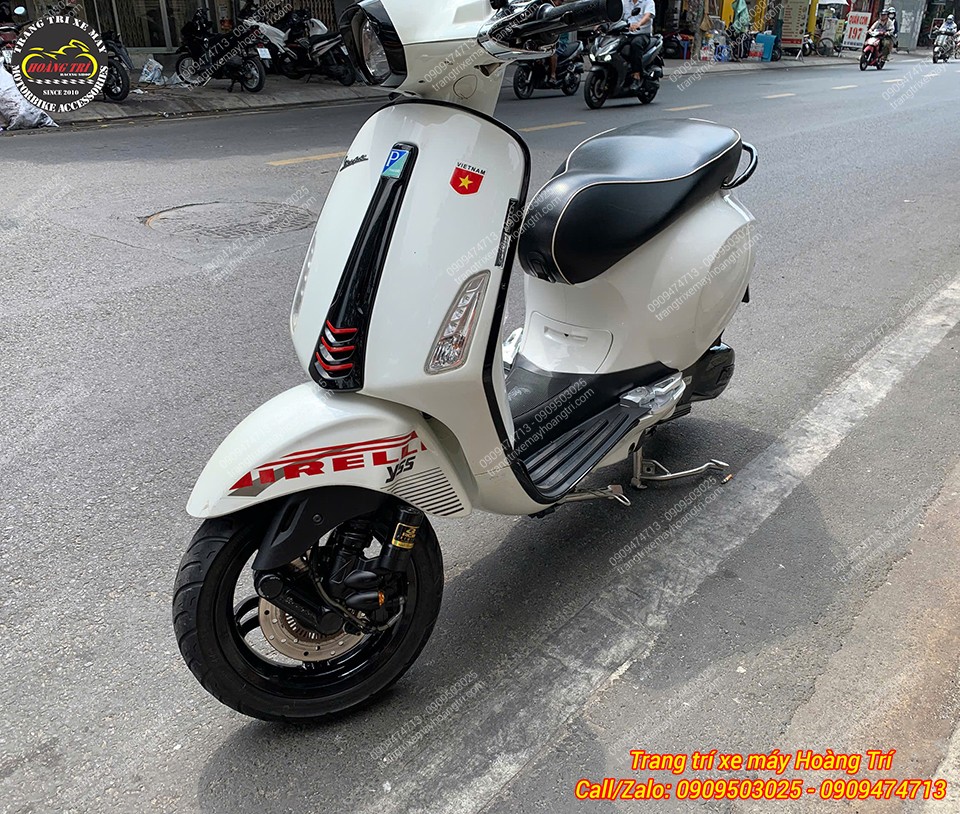 Tổng thể Vespa Sprint lên trọn bộ phuộc Racing Boy VR ti vàng, xe cứng cáp hơn