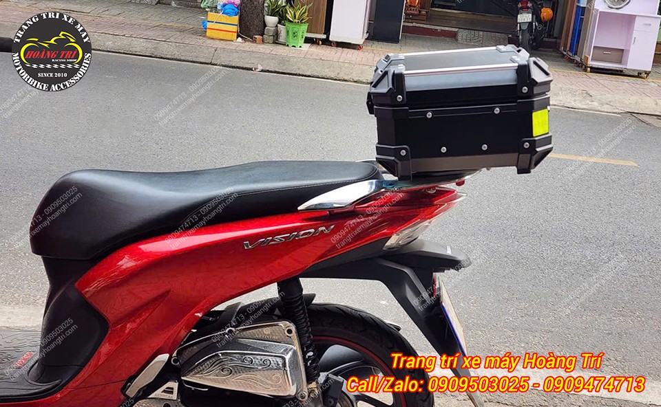 Thùng nhôm FRX 25 lít gắn baga zin Vision 2025, form gọn, chắc chắn, tăng khả năng chở đồ hằng ngày