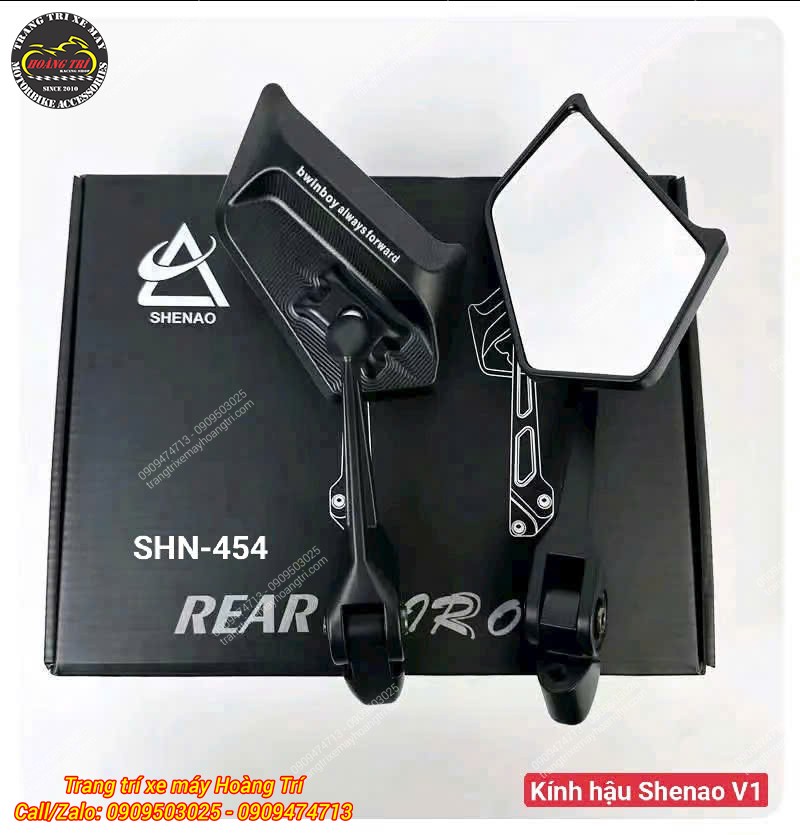 Cận cảnh kính hậu Shenao V1 với kiểu dáng thể thao, cá tính