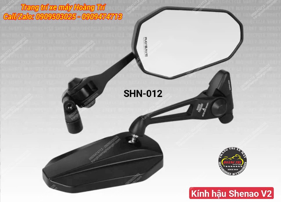 Cận cảnh kính hậu Shenao V2 với kiểu dáng góc cạnh, tầm quan sát lớn