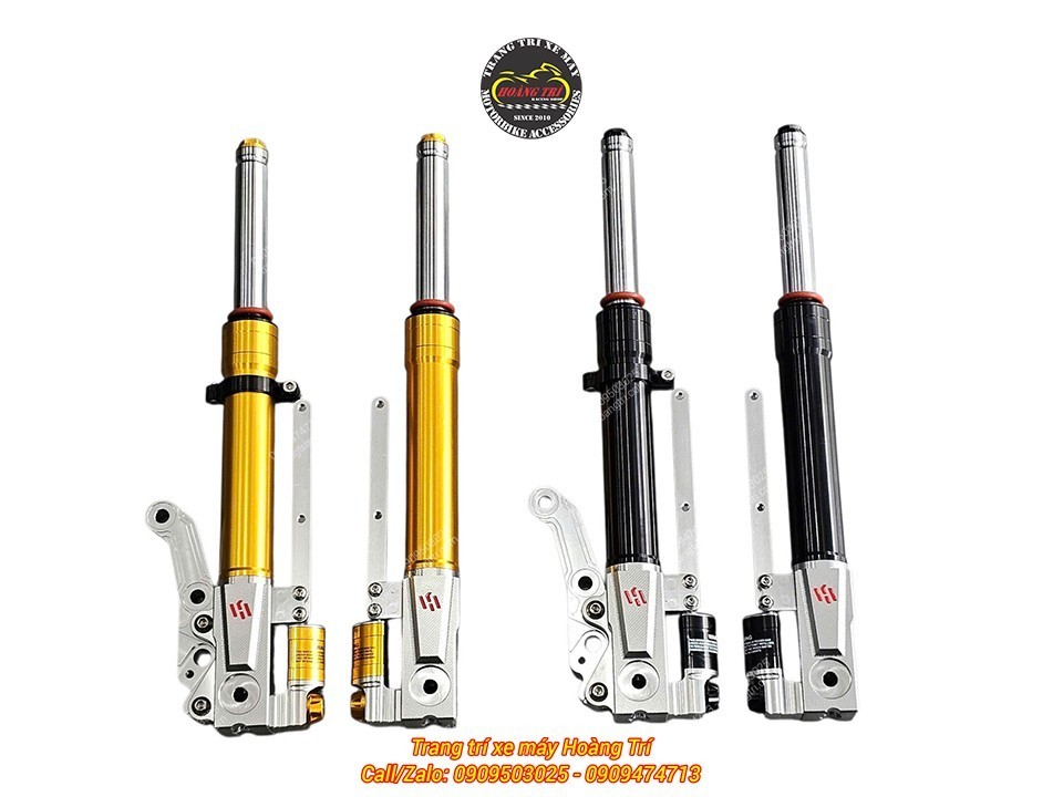 Phuộc trước Kingham cho Lexi với hai màu vàng và đen nổi bật, gia công CNC tinh xảo