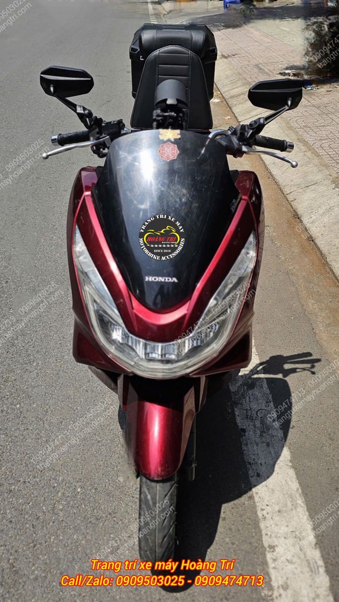 Góc trực diện PCX 2014 đồng bộ màu sắc khi gắn kính Shenao V2