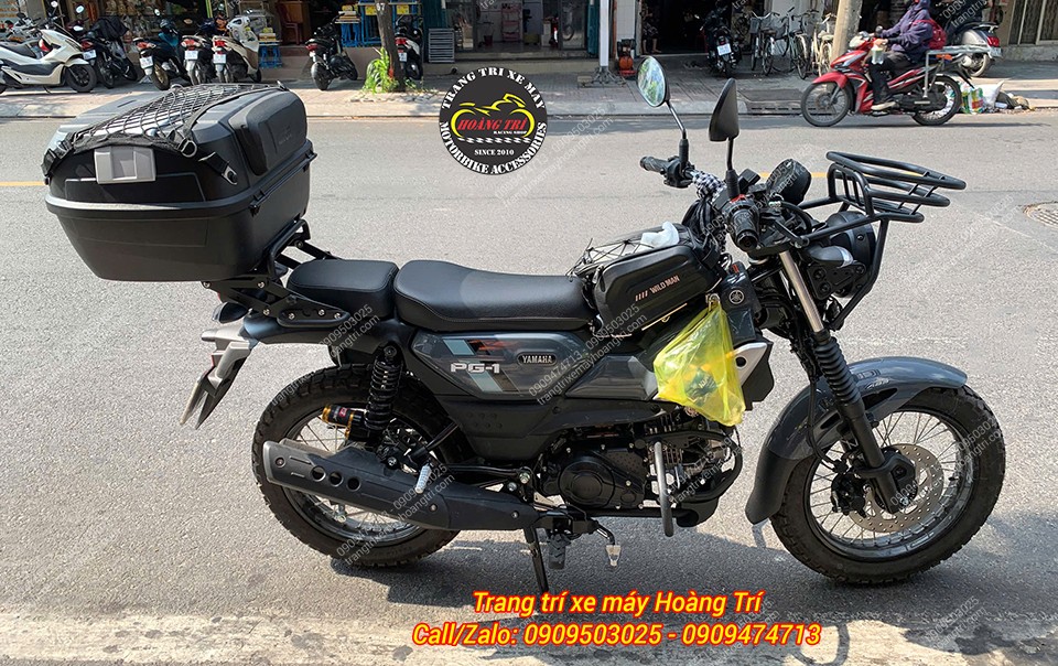 Tổng thể bên hông PG-1 với thùng Givi B45NM-ADV mang phong cách thể thao tiện lợi