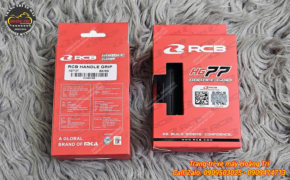 Full box sản phẩm mặt trước và sau của bao tay RCB HG77