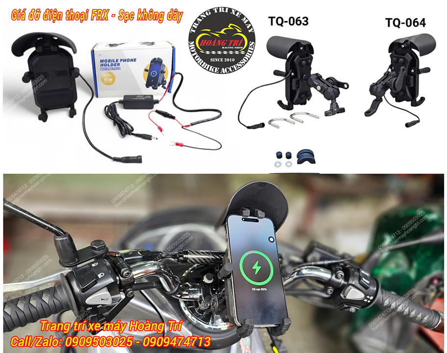 Giá đỡ điện thoại FRX tích hợp sạc không dây với nhiều vị trí lắp tiện ích tối đa