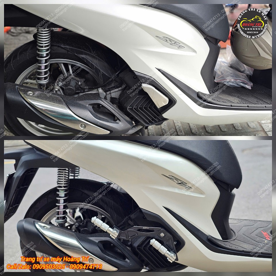 Góc cận cảnh trước và sau khi nâng cấp gác chân phụ HTR cho xe SH 2020