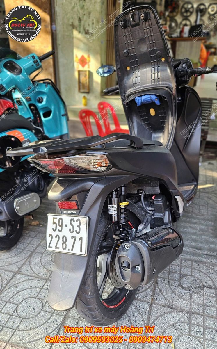 Góc view phía sau Sh 2019 sau khi nâng cấp phuộc sau Ride It - Gọn gàng, thẩm mỹ