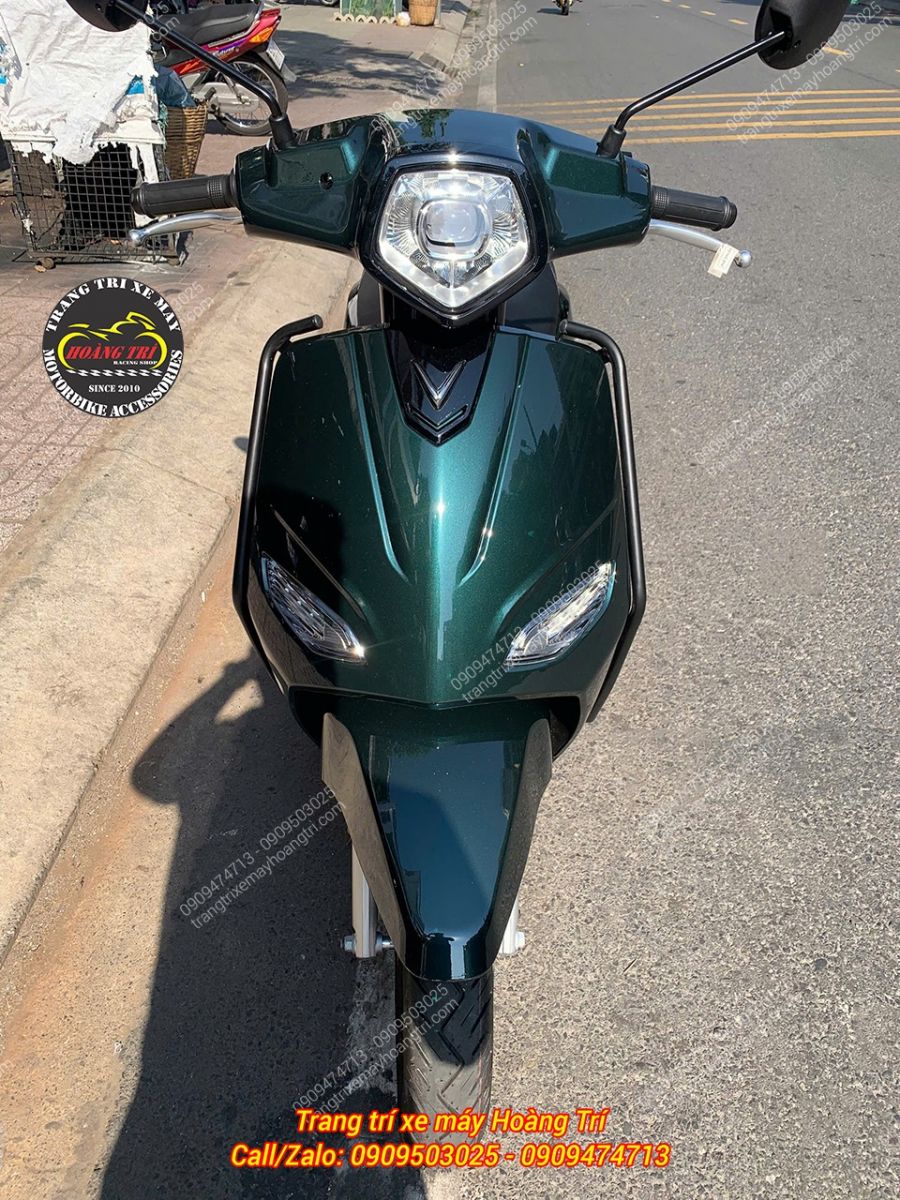 Góc trực diện Vero X với khung trước giúp xe hầm hố và bảo vệ hai bên