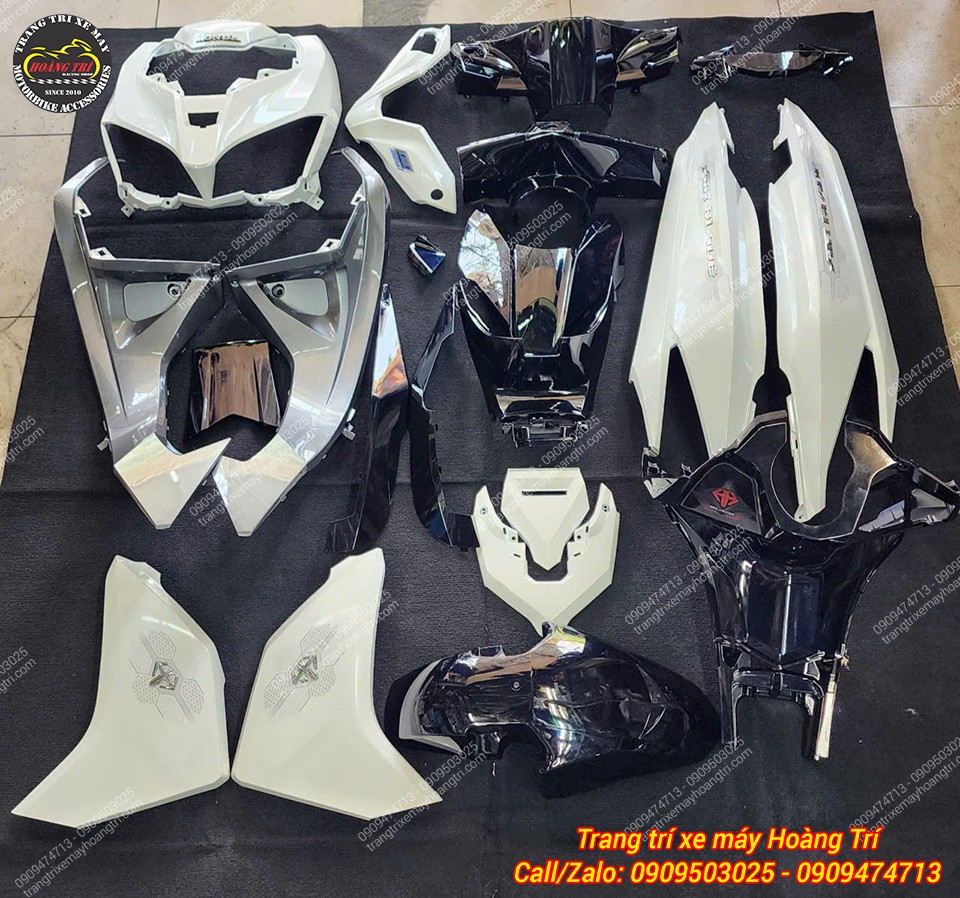 Trọn bộ dàn áo màu Airblade chính hãng Honda trắng được chuẩn bị để thay mới cho xe