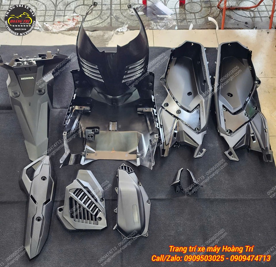 Bộ dàn nhựa nhám zin Airblade chính hãng Honda cũng thay mới đồng bộ cùng dàn áo màu