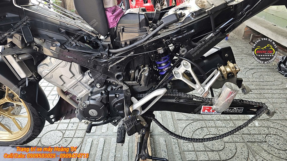 Phuộc sau RCB đã hoàn thiện, giúp tăng độ êm ái và ổn định khi vận hành