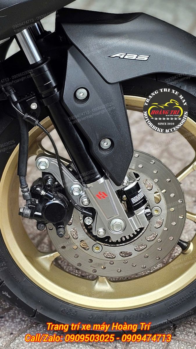 Chi tiết phuộc trước Kingham cho NVX V2 lắp đúng zin, hoàn thiện chắc chắn, phanh nhanh và êm hơn