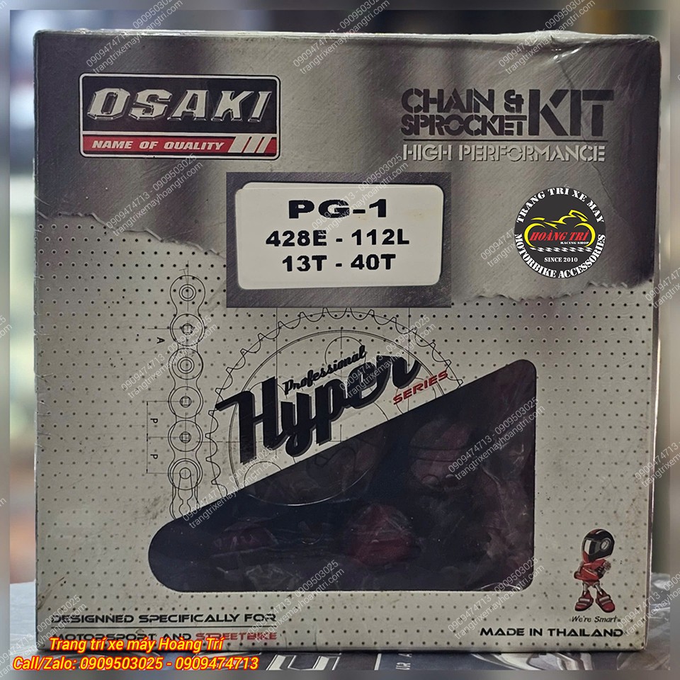 Full box hộp đựng nhông sên dĩa Osaki với sên vàng nổi bật