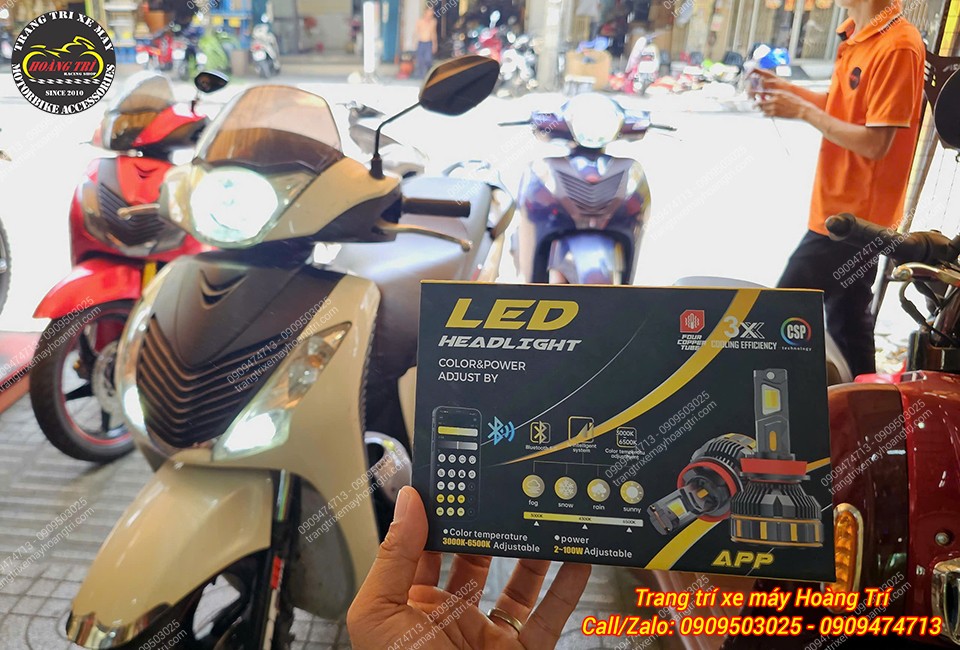 Cận cảnh full box đèn pha LED R14 H4 điều chỉnh bằng điện thoại, tích hợp nhiều chế độ ánh sáng tiện lợi