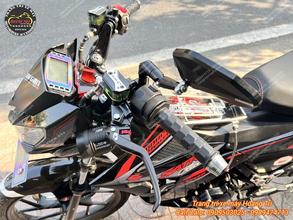 Tổng thể cùm tay côn dầu RCB gắn gọn trên Satria đảm bảo thẩm mỹ