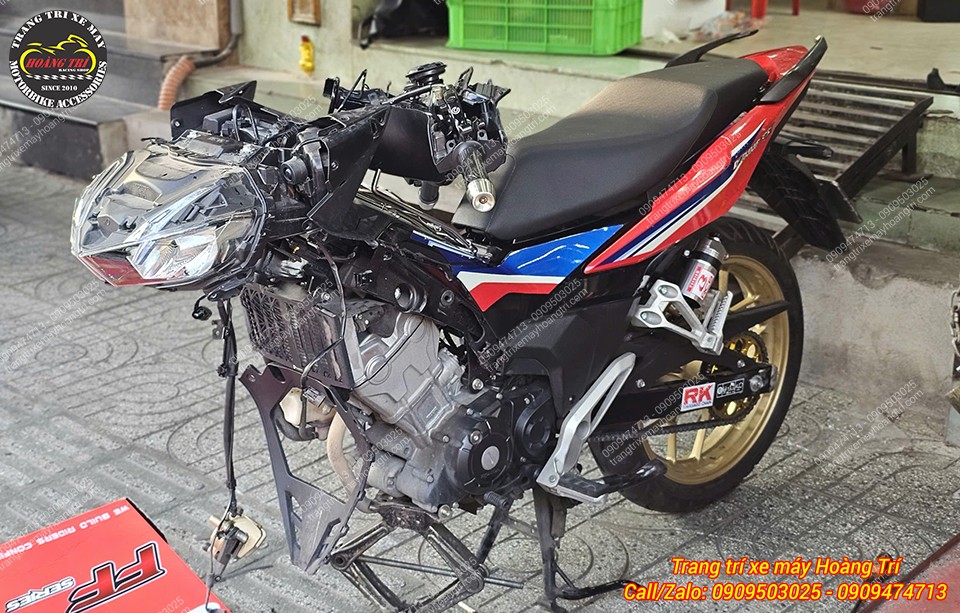 Phuộc trước zin Winner X đã tháo rời để chuẩn bị nâng cấp phuộc USD RCB