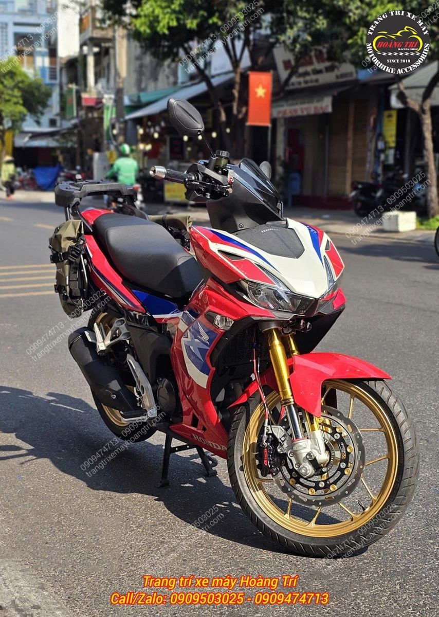 Tổng thể xe hoàn thiện với baga Givi và phuộc RCB phong cách thể thao