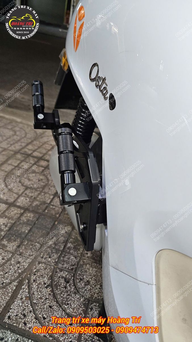 Cận cảnh gác chân phụ HTR sau lắp đặt trên Osta, chắc chắn, gập mở linh hoạt