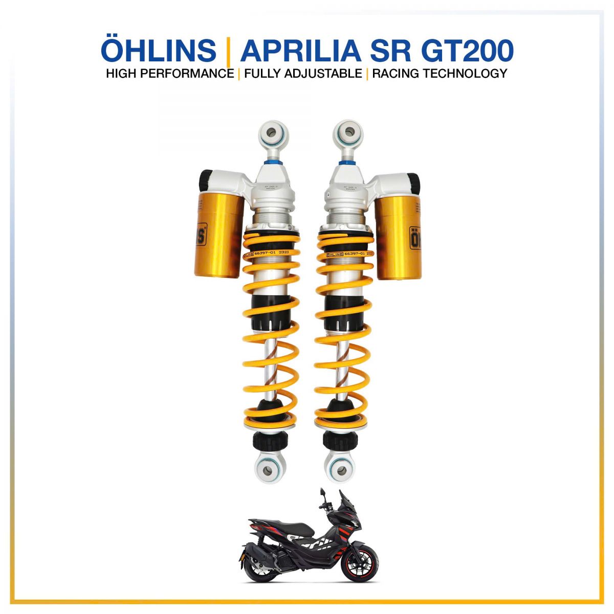 Phuộc Ohlins chính hãng Aprilia SR GT 200 lắp đặt chuẩn zin từng chi tiết