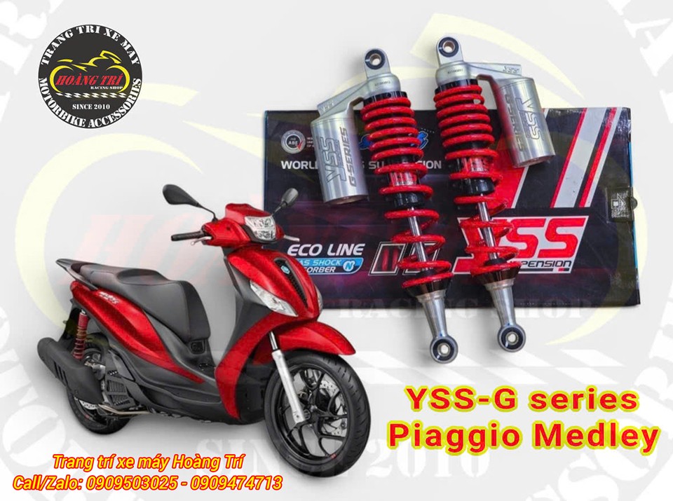 Phuộc YSS G-Series bình dầu nổi bật dành riêng cho Piaggio Medley phong cách thể thao mạnh mẽ