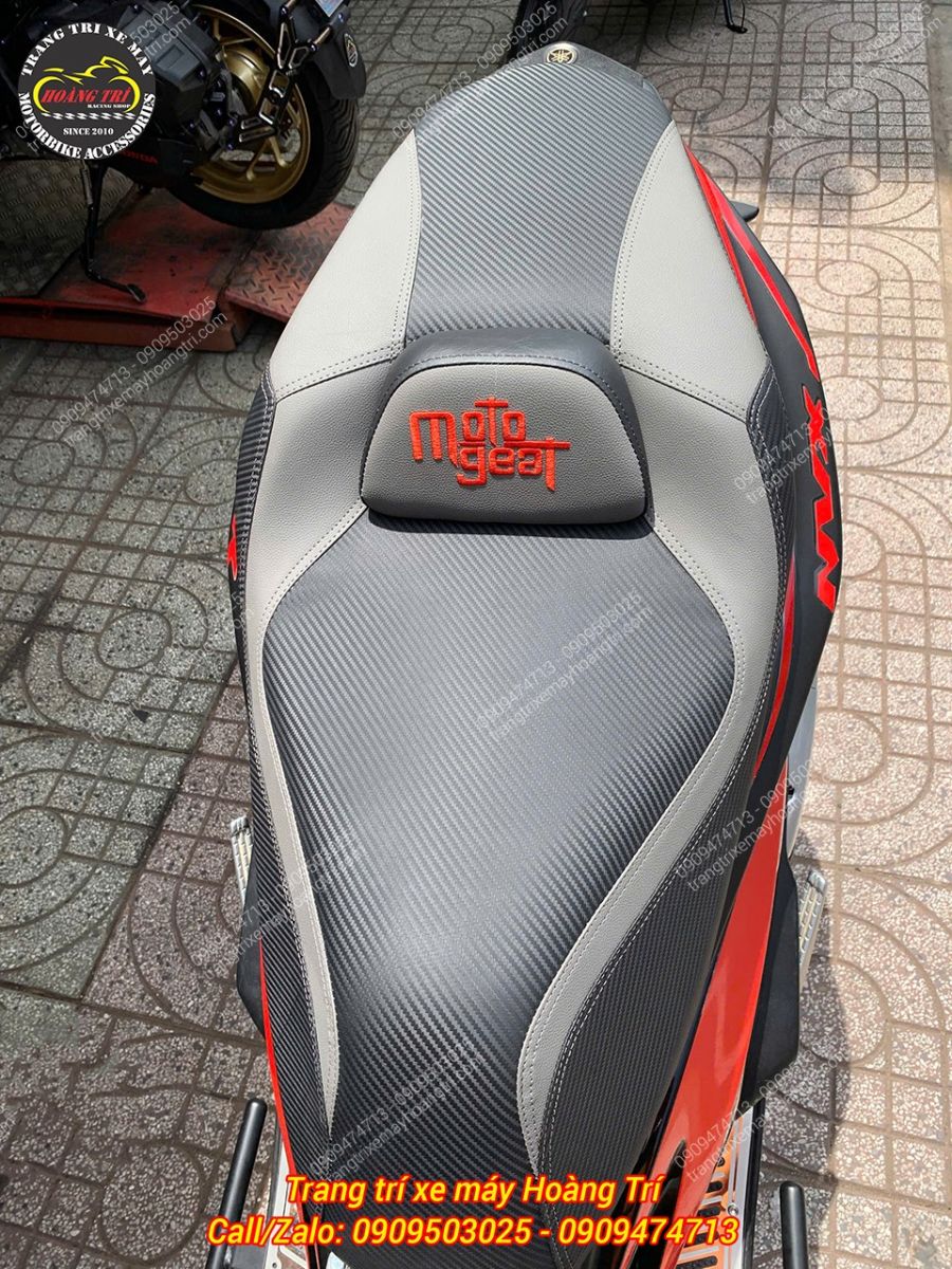 Yên 2 tầng kiểu Thái lắp cho NVX V3 - Được thêu Moto Geat màu đỏ nổi bật