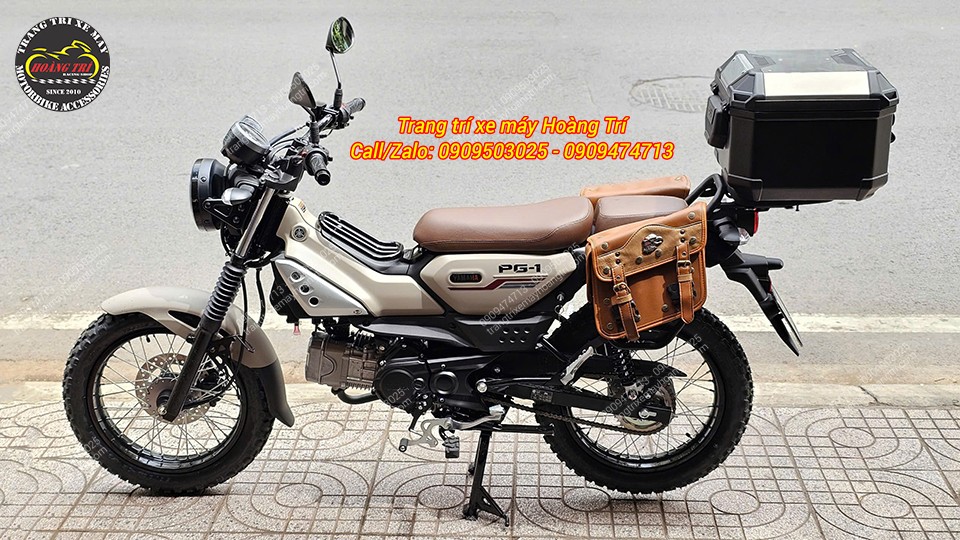 Góc nhìn tổng thể Yamaha PG-1 với phong cách phượt với sự kết hợp baga, thùng và túi treo tiện ích