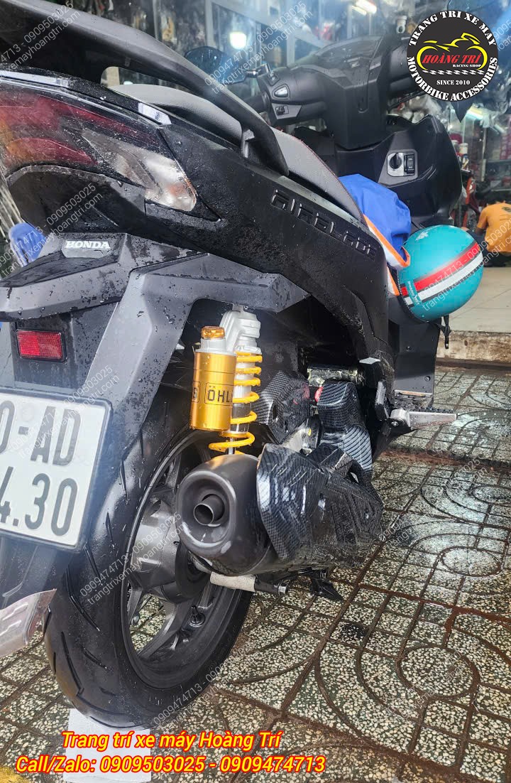 Góc nhìn phía sau Airblade 125 nổi bật cùng phuộc Ohlins bình dầu chính hãng